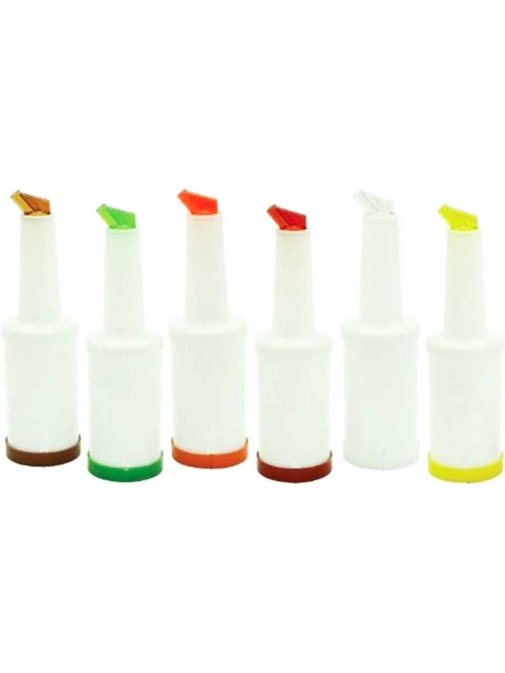 Set of 6 Flow-N-Stow 1 Quart Juice & Liquor Pour Bottles - Perfect for Bars